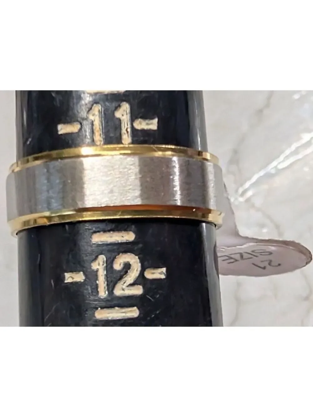 New Mens Size 11.5 Two Gold Silver Tone Stainless Steel Band Ring Wedding Thumb